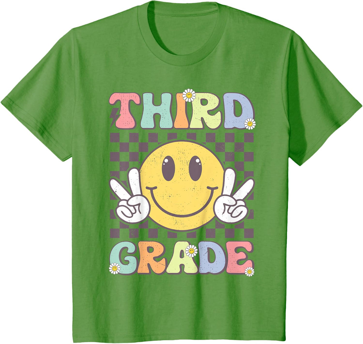 Third Grade Teachers Boys Girls Smile Face 3rd Grade Team T-Shirt - Grass Green