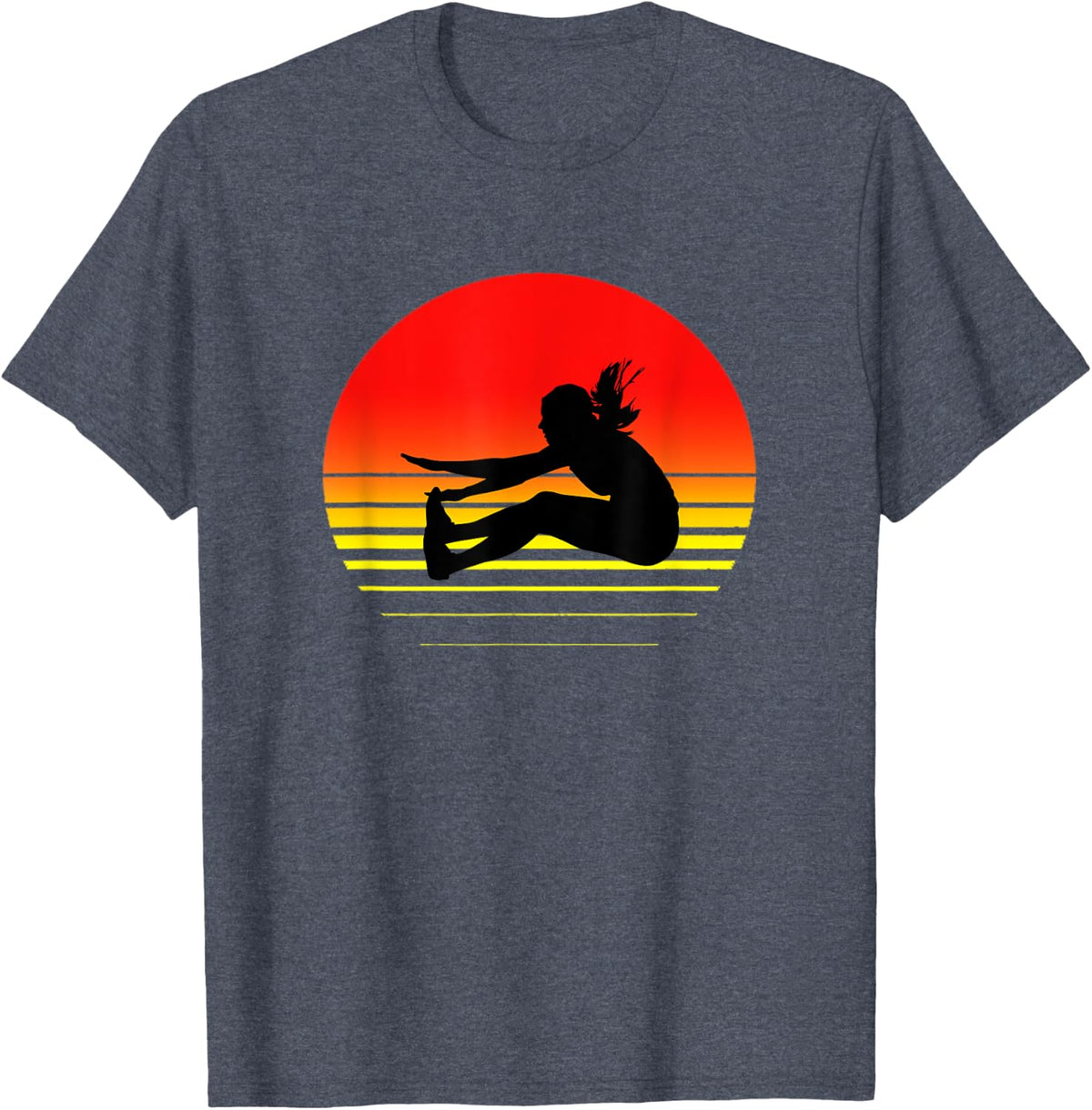 Long Jump Sunset - Fun Track And Field T-Shirt - Heather Blue