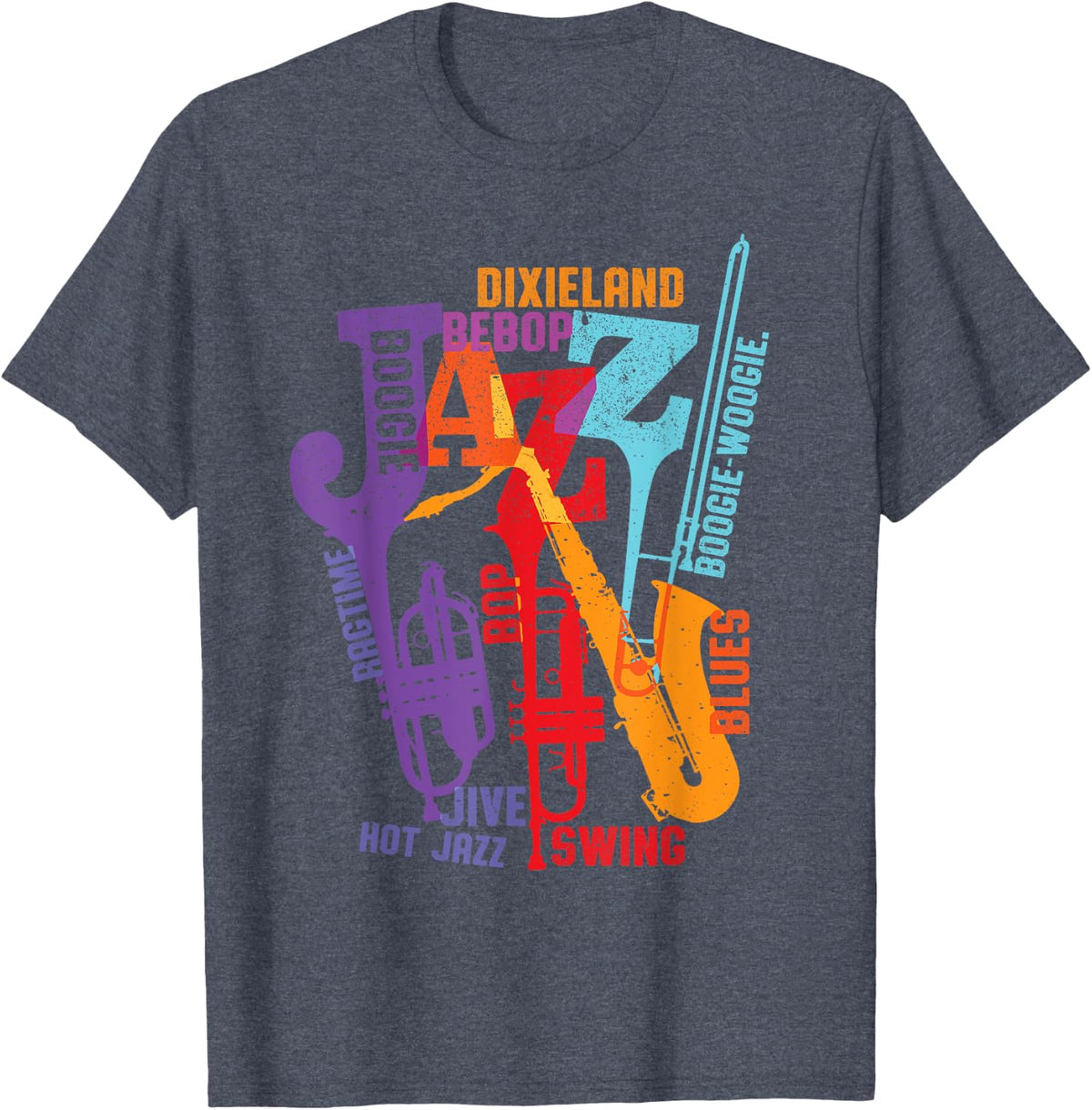 MUSIC SHIRT: Jazz, dixieland, swing, shirt in color unisex T-Shirt - Heather Blue