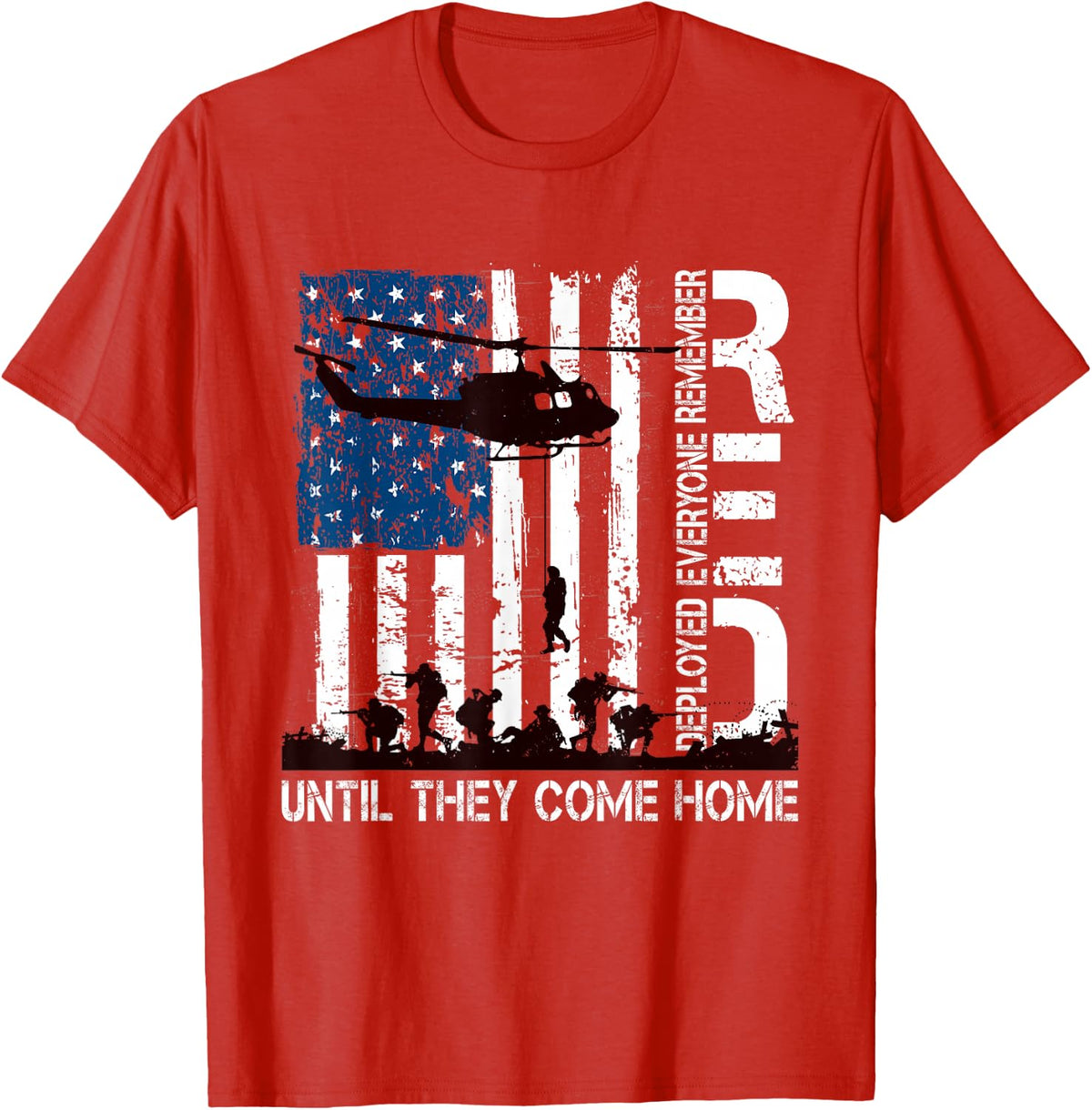 Red Friday Until They Come Home Distressed R.E.D. US Flag T-Shirt - Red