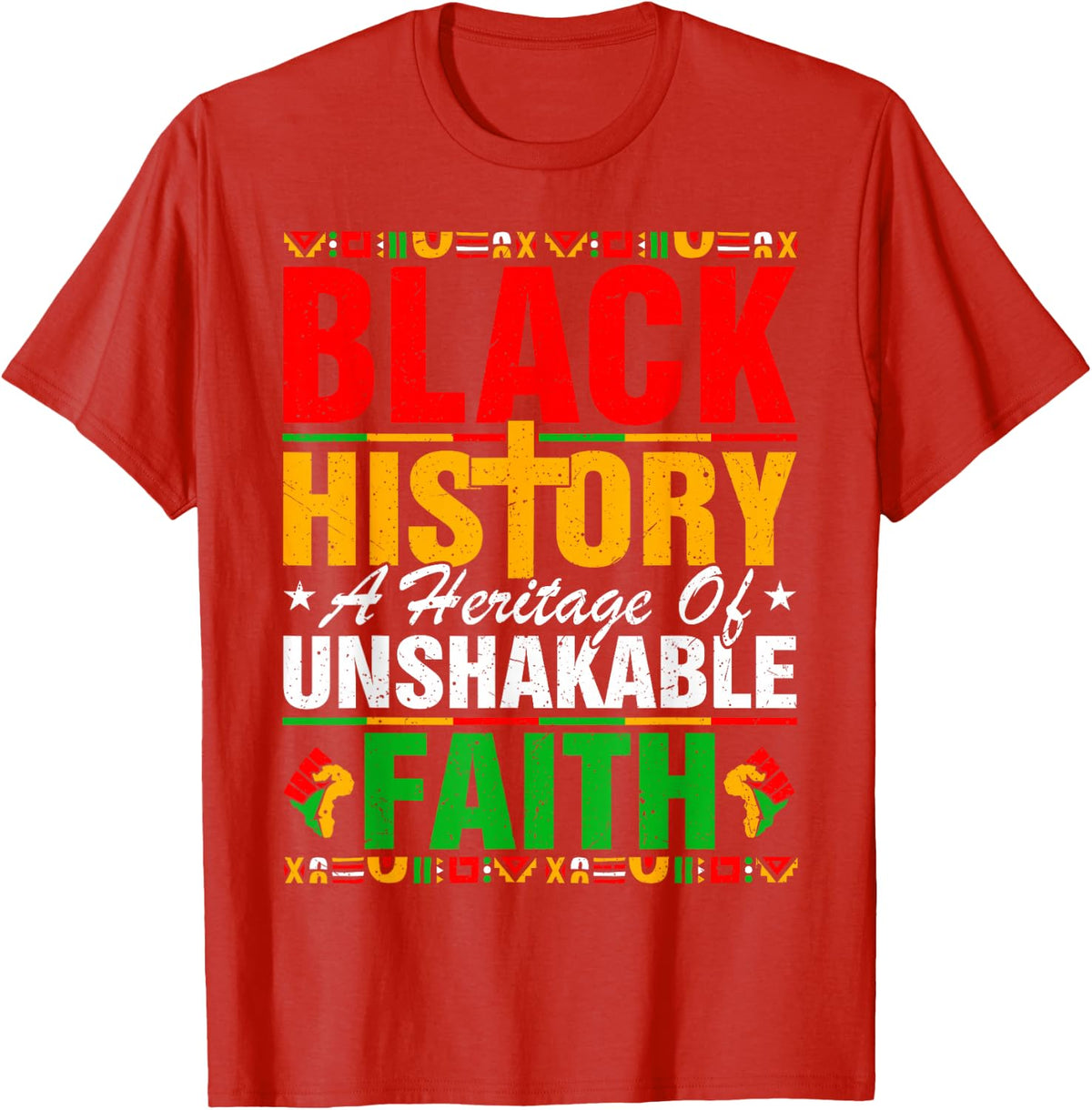 Black History Unshakeable Faith Juneteenth African American T-Shirt - Red