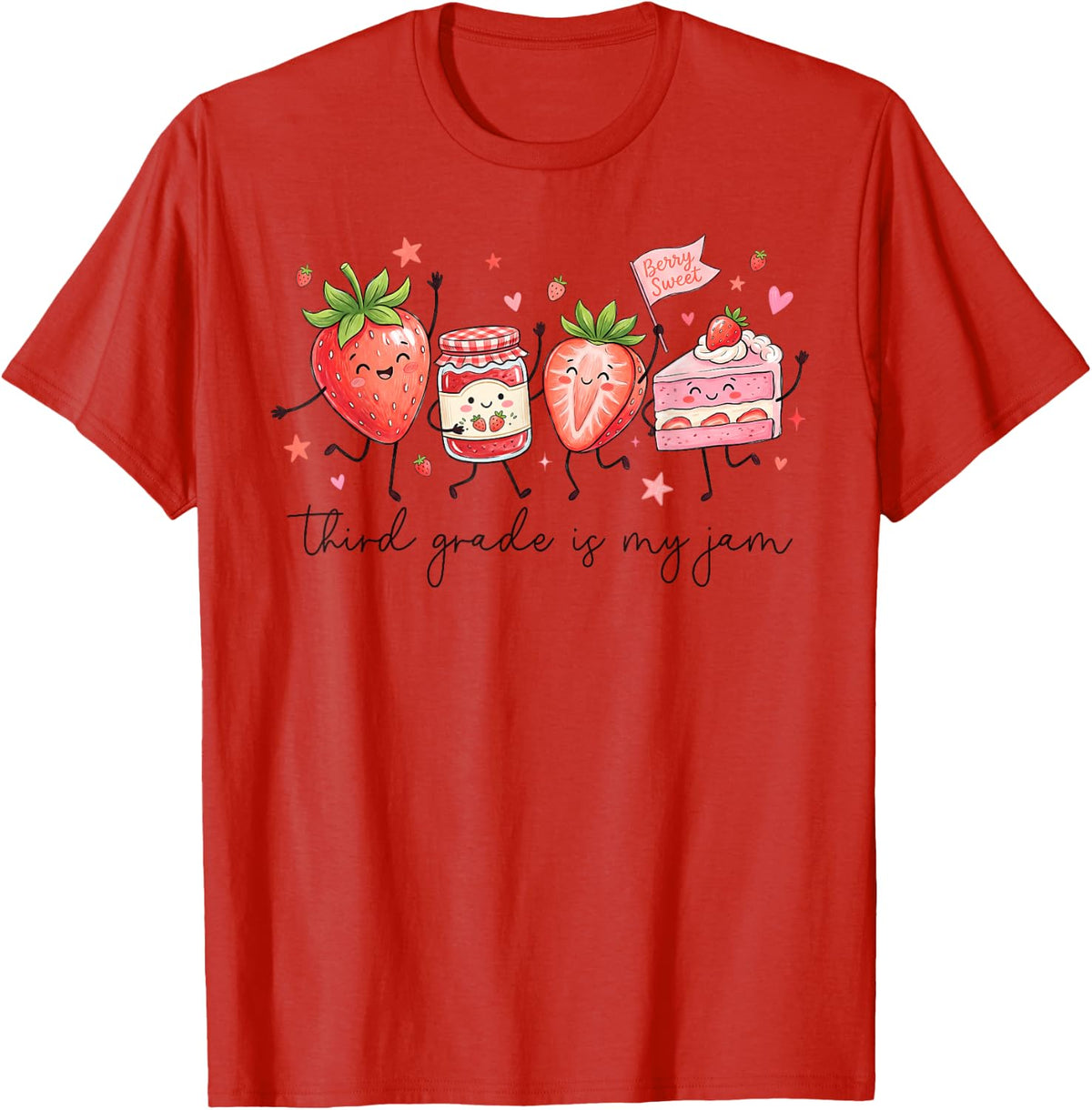 Third Grade is My Jam Strawberry 3rd Grade Back to School T-Shirt - Red