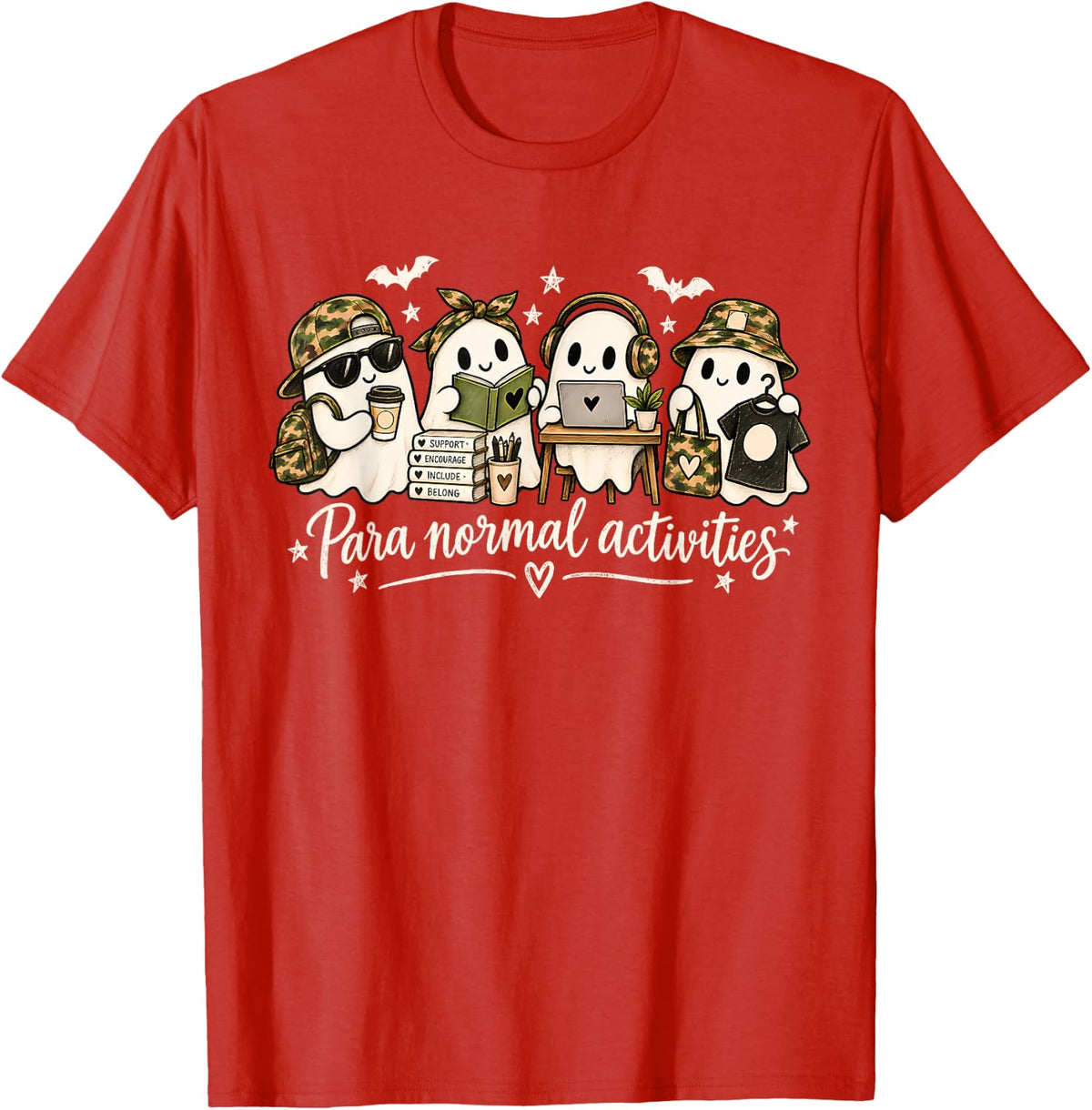 Camo Ghost para Normal Activities SPED Teachers Halloween T-Shirt - Red