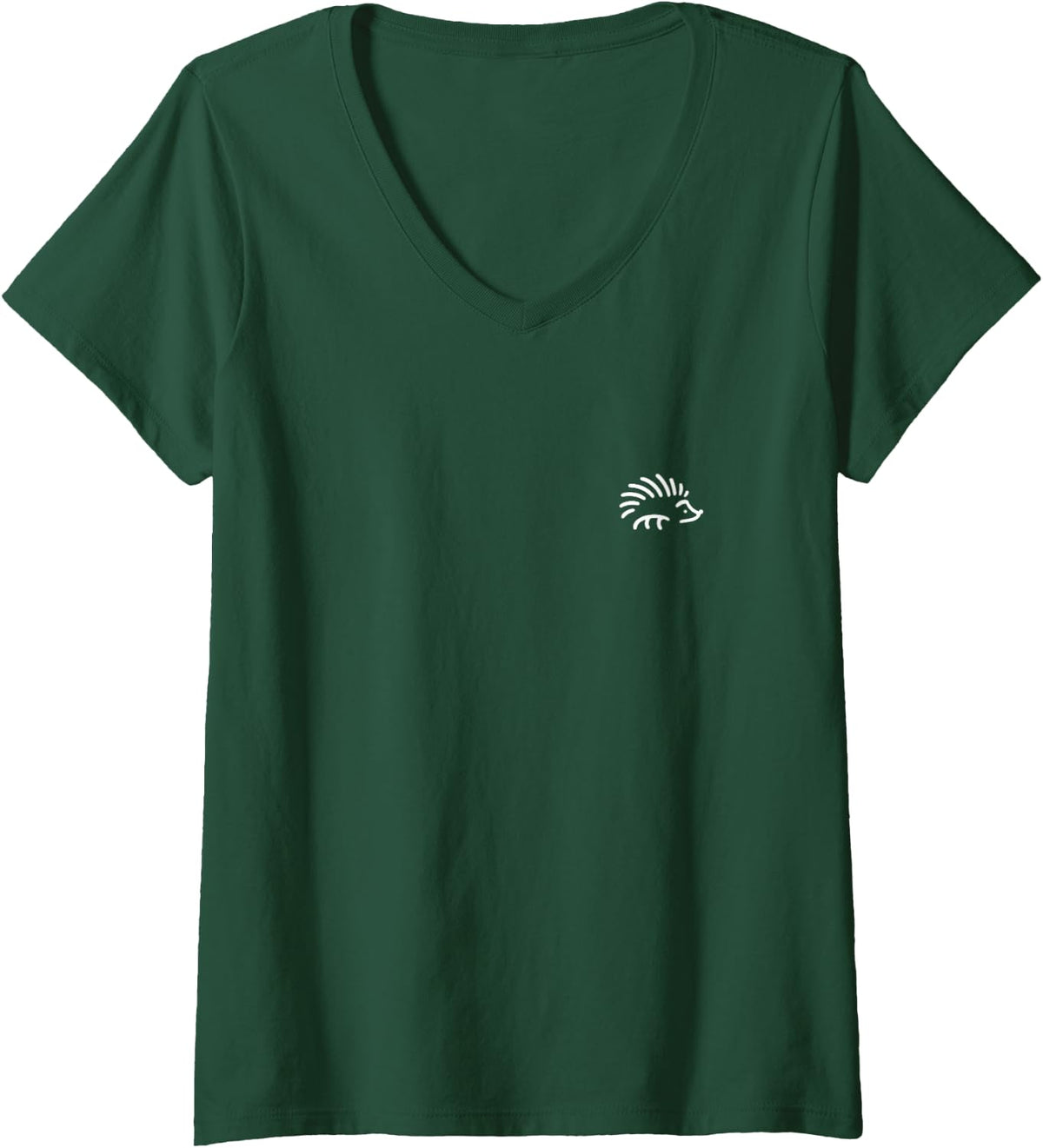 Women's Simple Minimalist Badge Patch Line Art Hedgehogs Hedgehog V-Neck T-Shirt - Dark Green