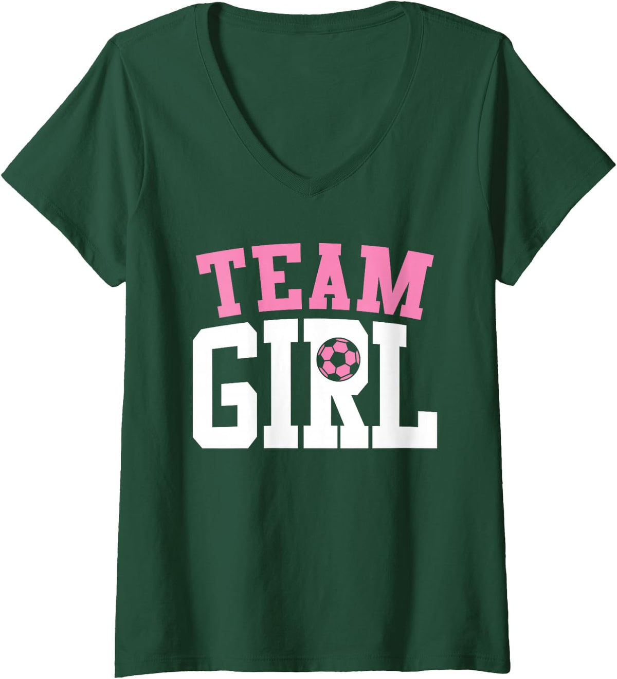 Women's Gender Reveal Soccer Football Team Girl V-Neck T-Shirt - Dark Green