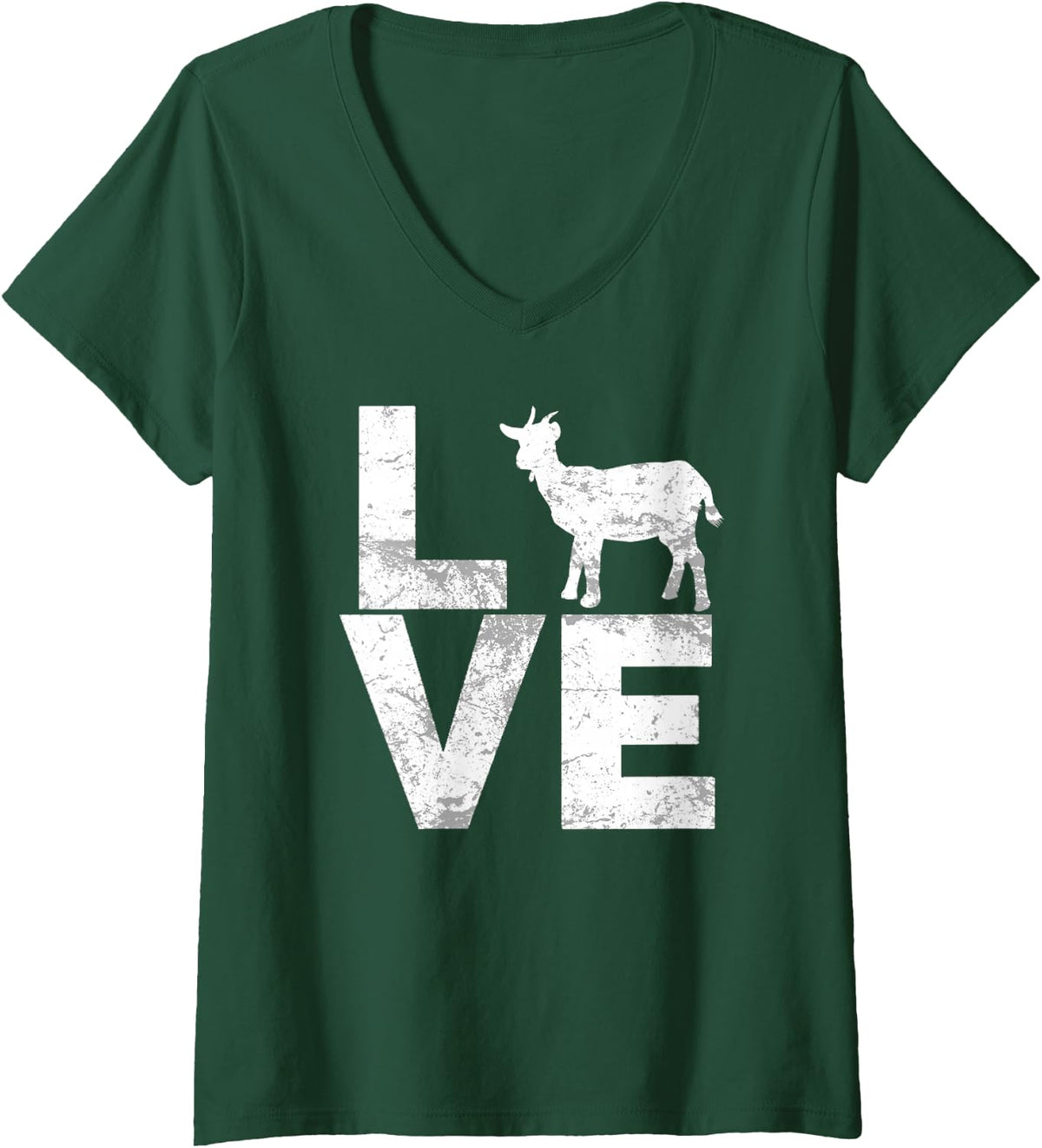 Women's I Love Goats Vintage Look V-Neck T-Shirt - Dark Green