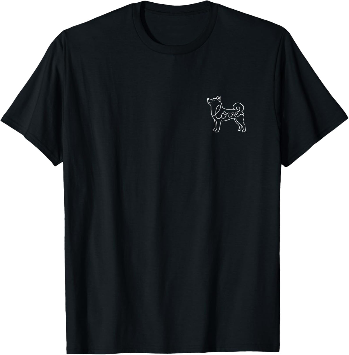 Shiba Inu Minimalist Line Art Love Lover Badge T-Shirt - Black