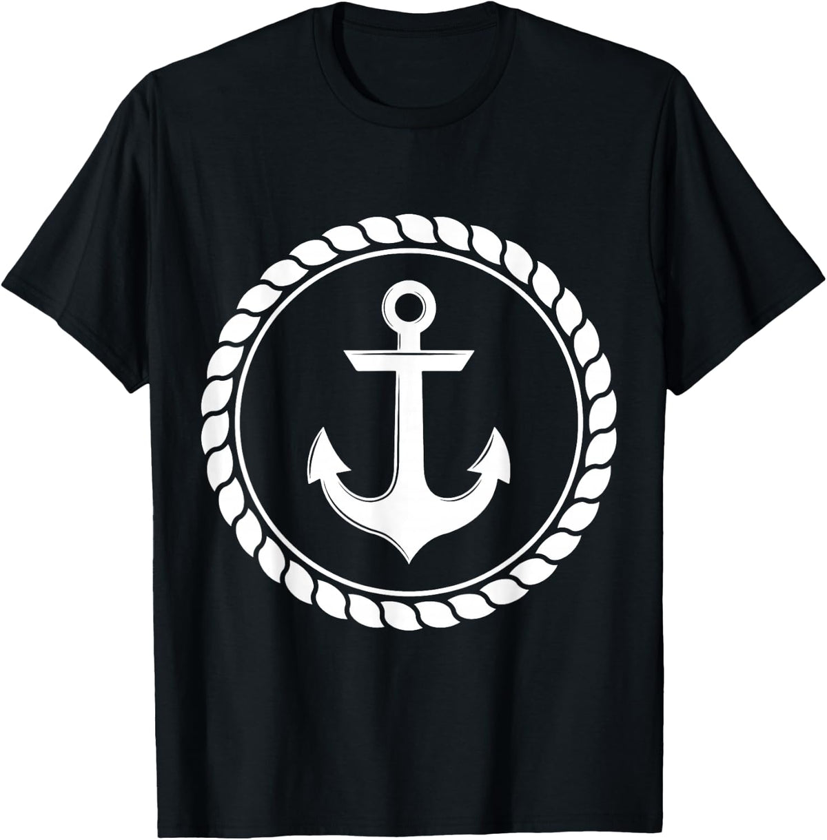 Nautical Anchor Stripe Rope Tees T Shirts For Men Women Boating Shirt - Black