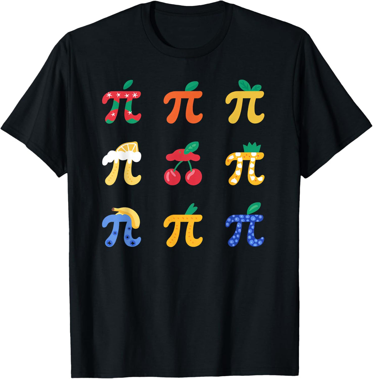 Pi Menu Day 3.14 March 14 Fruit Pie Menu Math Lover Teachers T-Shirt - Black
