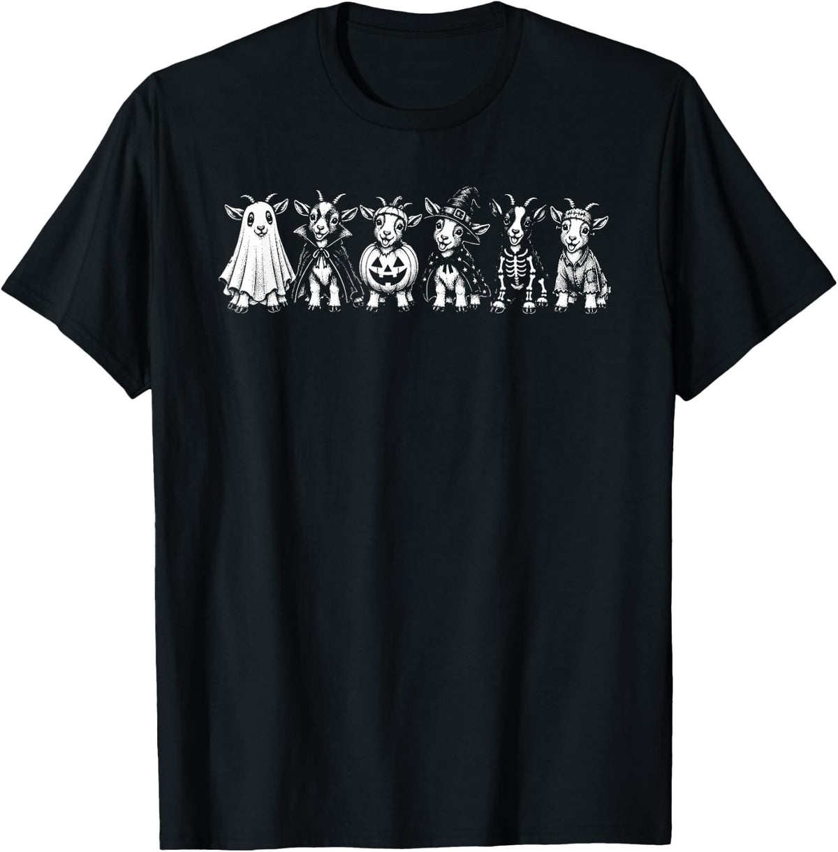 Retro Goat Halloween Costume T-Shirt - Black