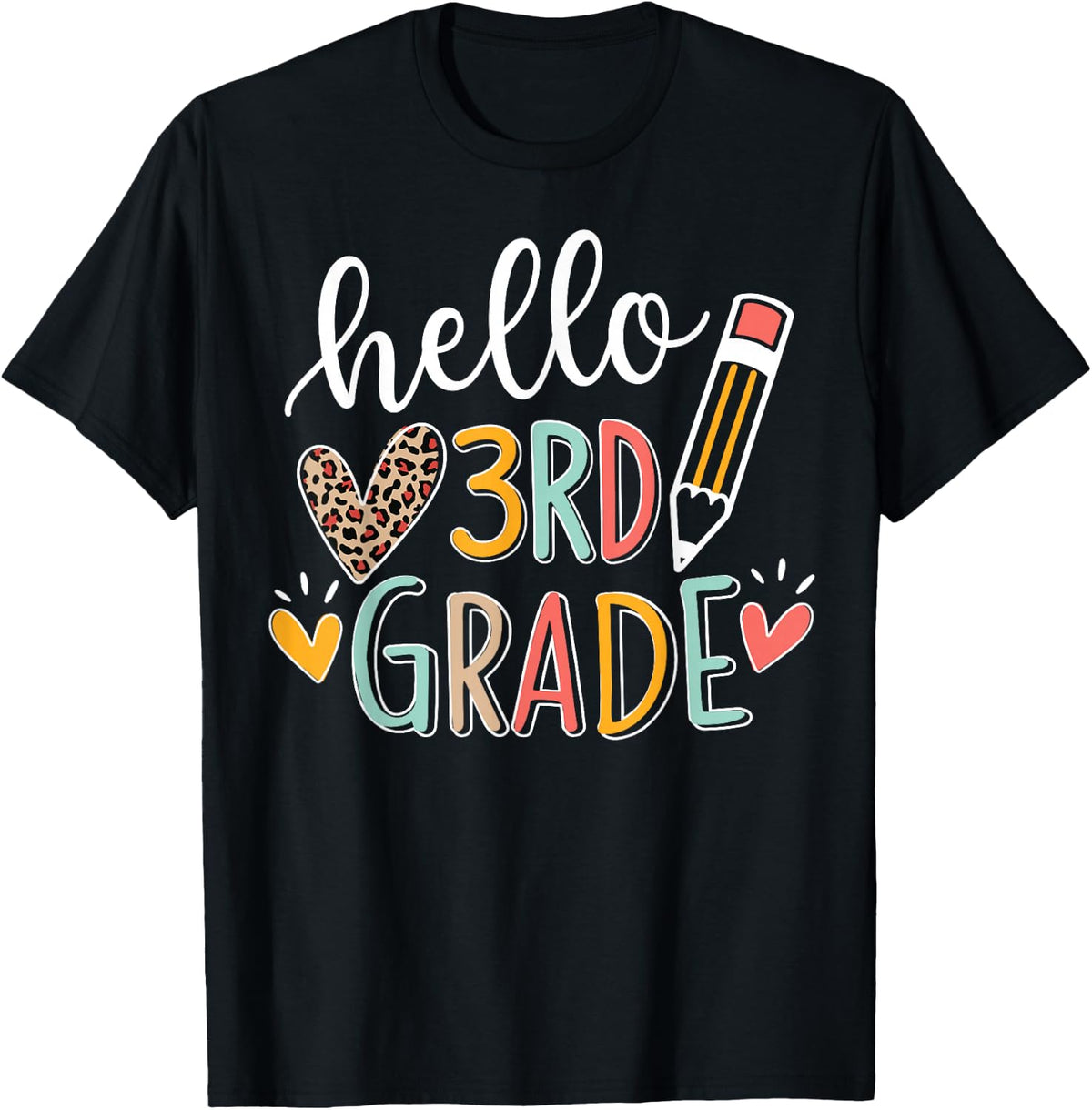 Hello 3rd Grade Shirt for Girls Kids Teacher Back to School Tee T-Shirt 2026 - Black