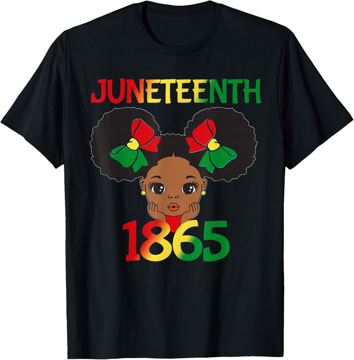 Black Girl Juneteenth 1865 Kids Toddlers Celebration T-Shirt - Black
