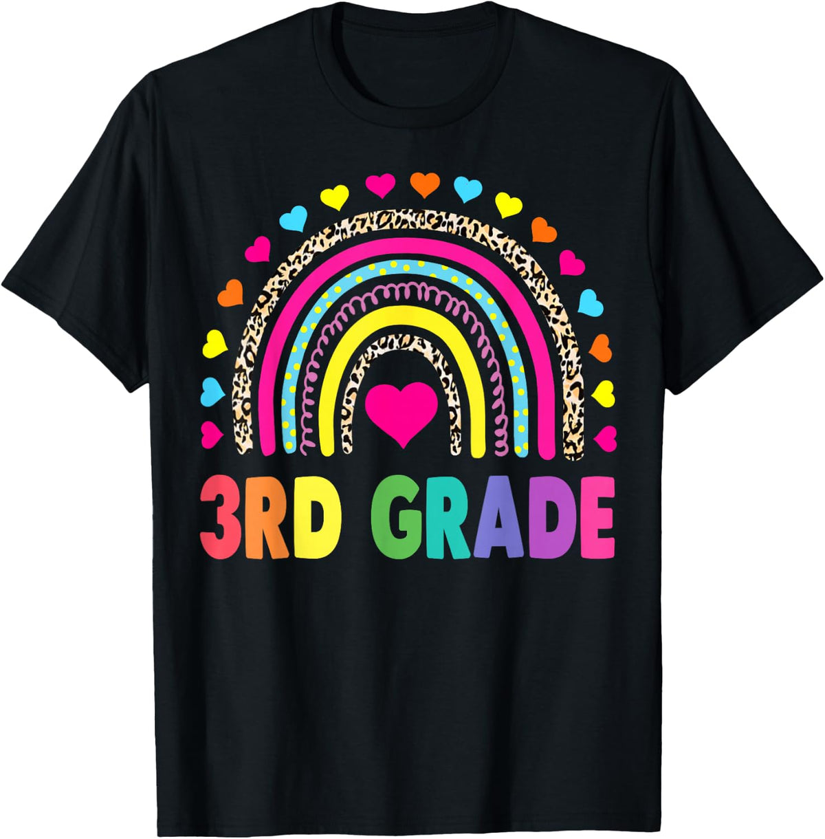 Third Grade Team Teacher Shirts 3rd Grade Squad Rainbow Tees T-Shirts Girls Boys - Black