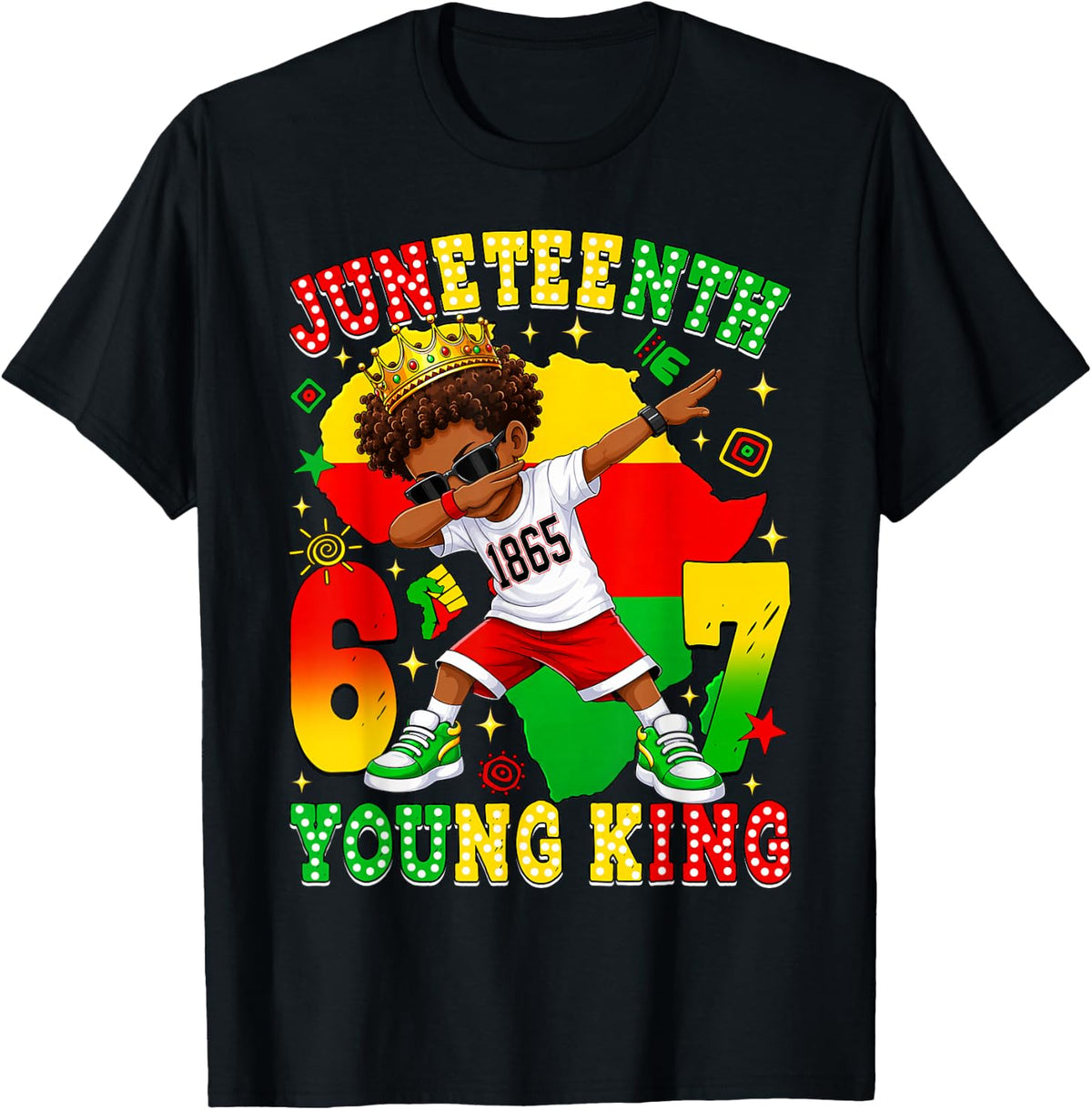 Juneteenth Young King 1865 Meme 6 7 Black Boys Kids Toddler T-Shirt - Black