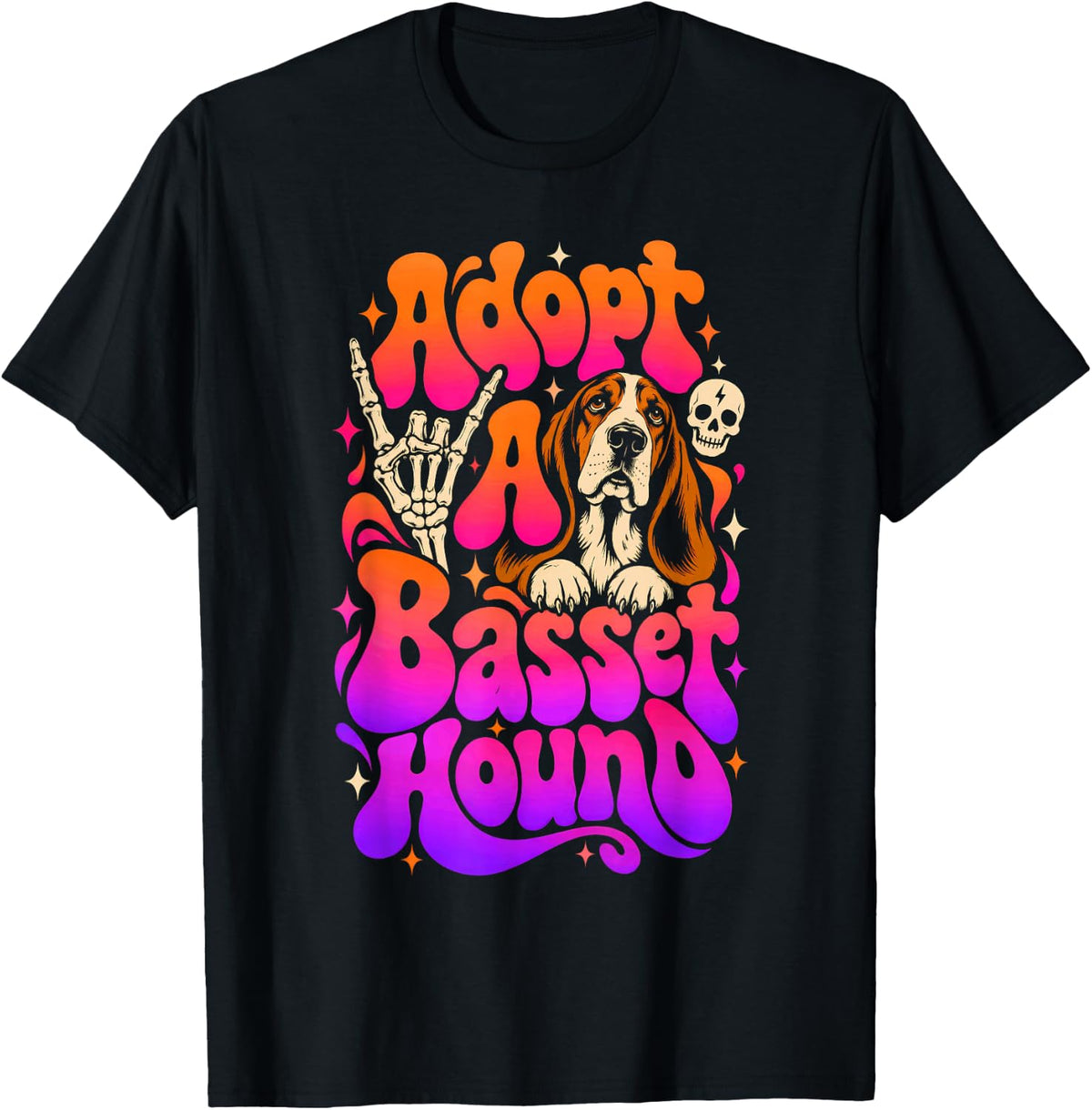 Adopt A Basset Hound Dog Lover T-Shirt - Black