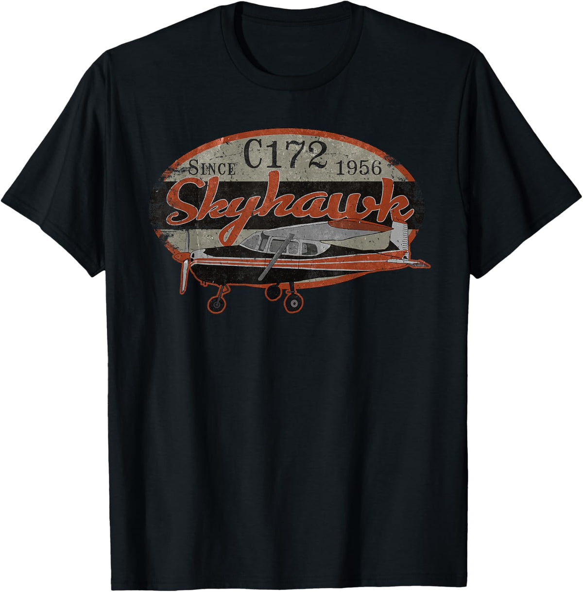 C-172 Skyhawk Vintage Retro C172 Airplane Flying Pilot T-Shirt - Black