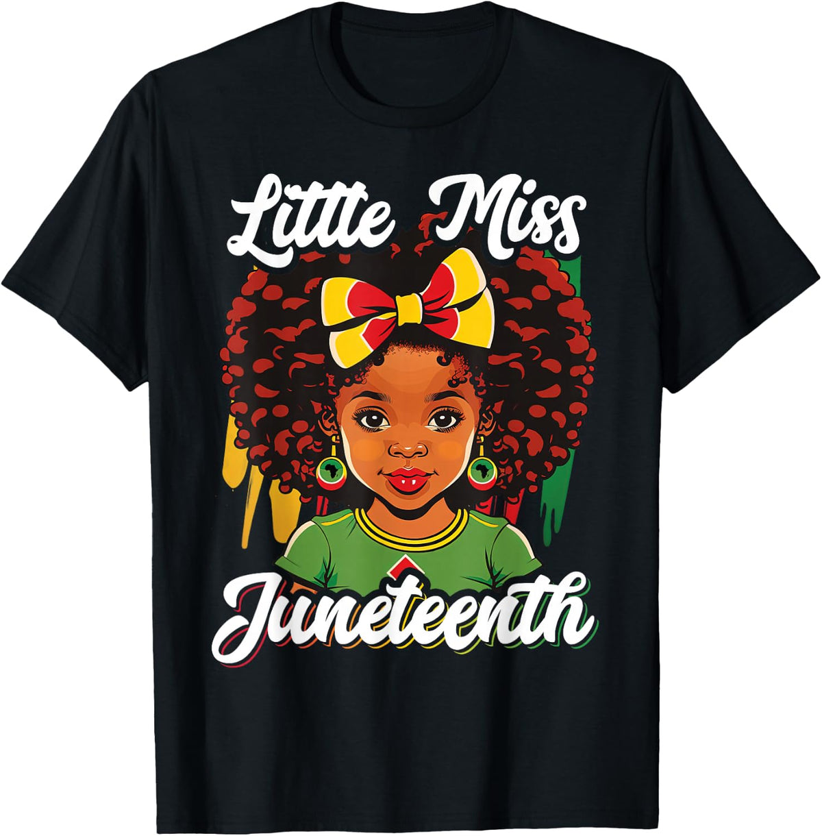 Kids Little Miss Juneteenth Shirt Girl Toddler Black History T-Shirt - Black