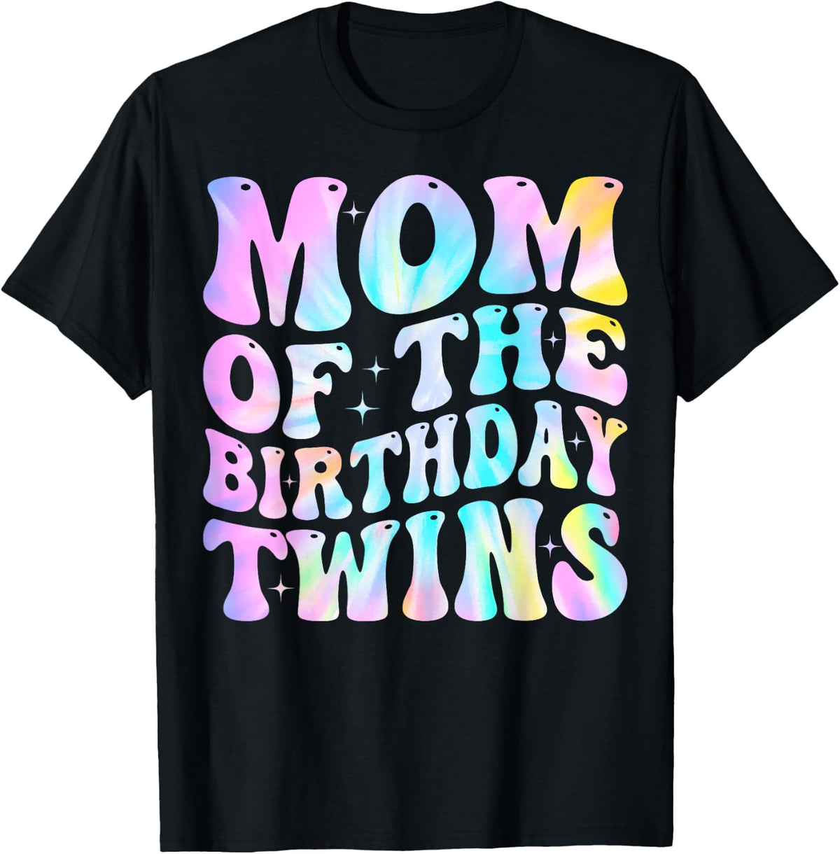 Mom of the Birthday Twins Family Matching Birthday Party T-Shirt - Black