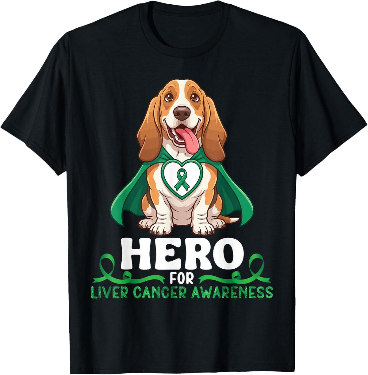 Basset Hound Dog Hero for Liver Cancer Awareness Supporter T-Shirt - Black