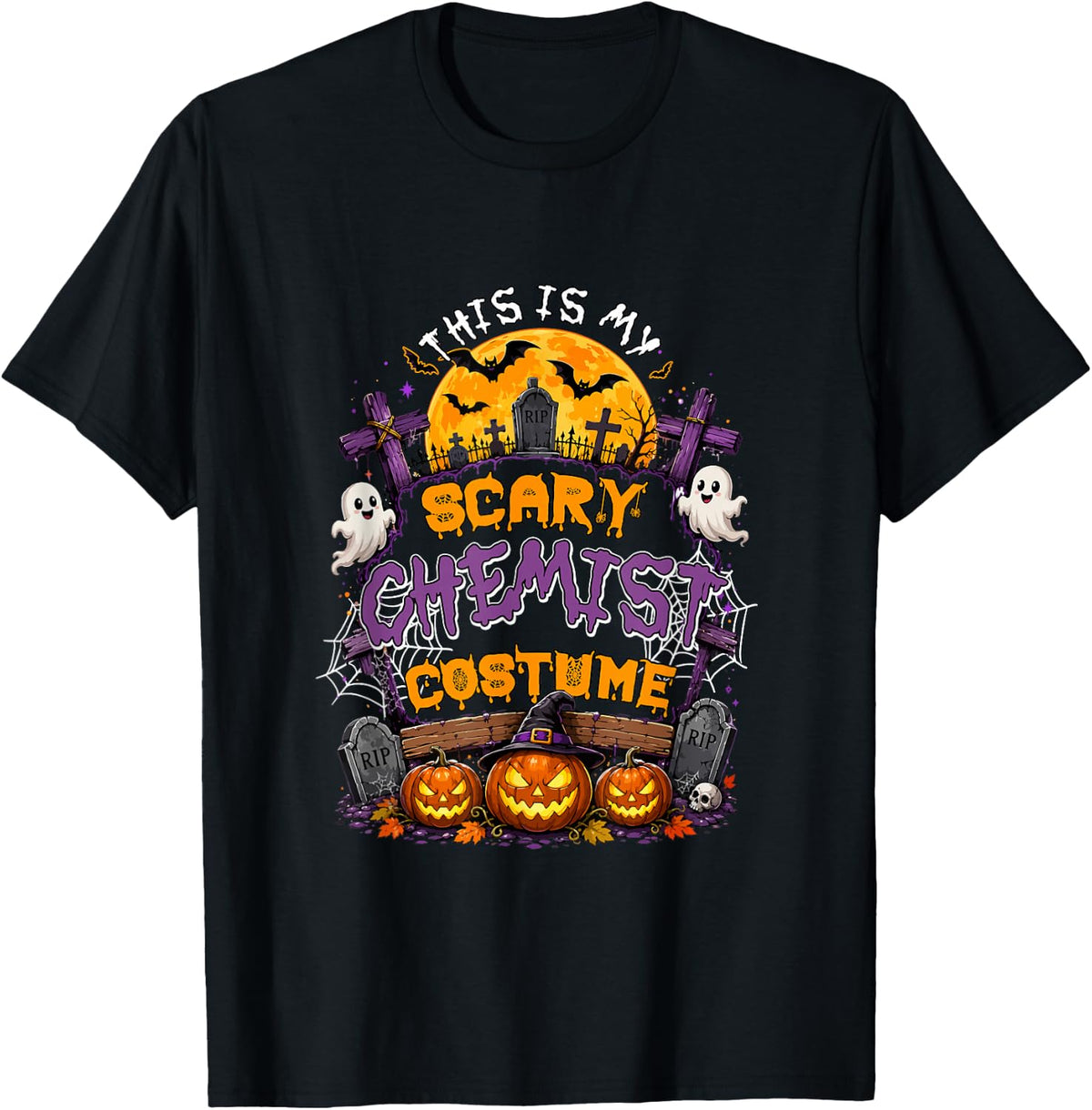 My Scary Chemist Costume Halloween Carved Pumpkins T-Shirt - Black