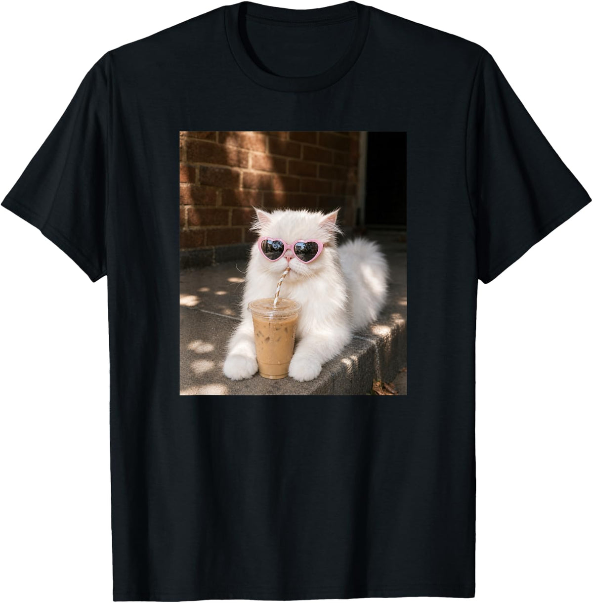 Persian Cat Iced Coffee Cat Mom T-Shirt - Black