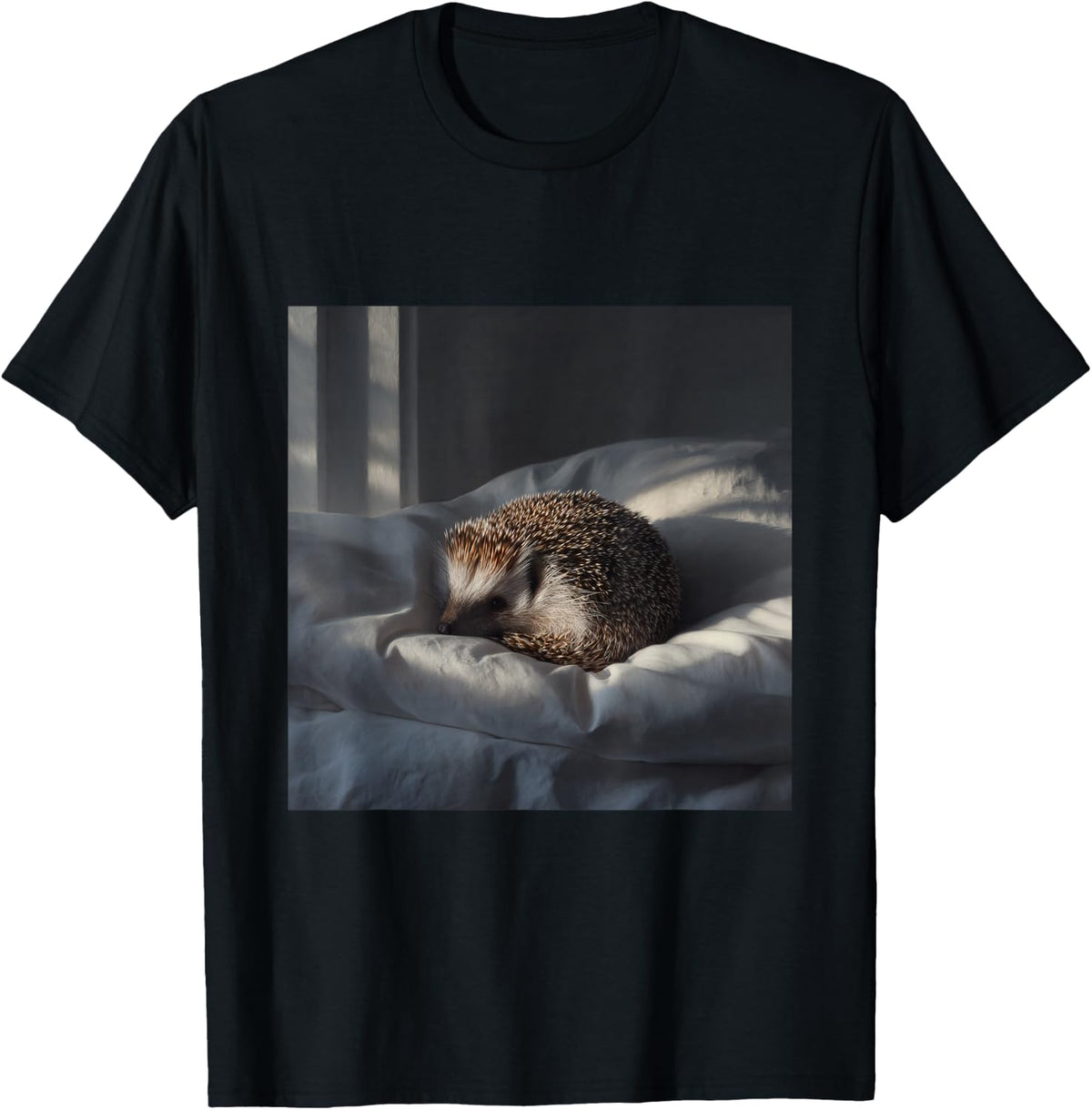 Cute Sleeping Hedgehog Animal Pet T-Shirt - Black