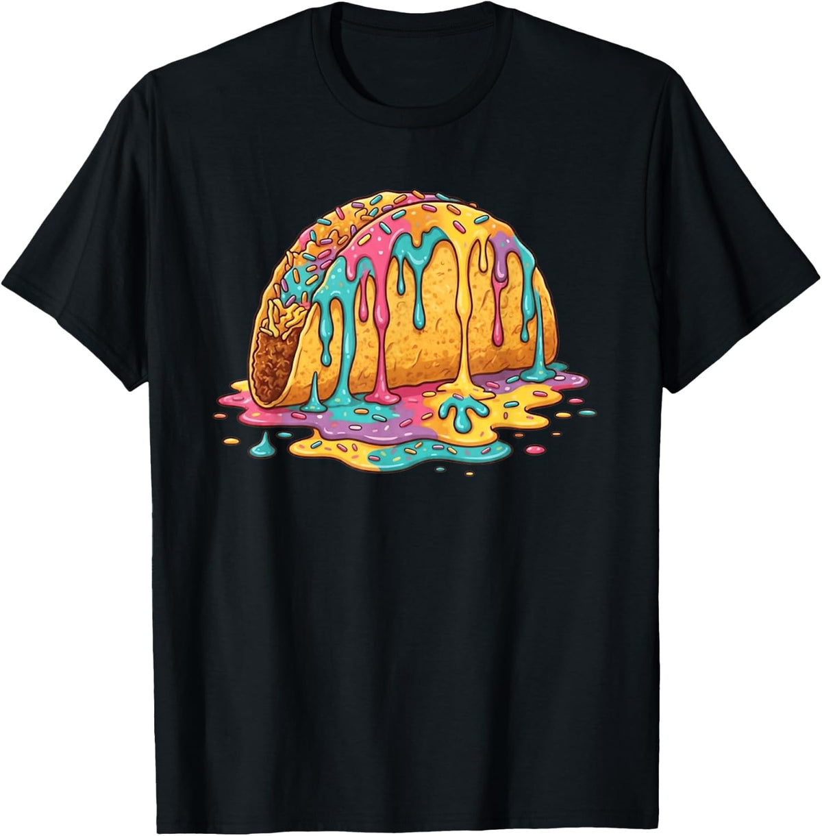 Funny Ice Cream Dripping Let's Taco Bout It Cinco de Mayo T-Shirt - Black