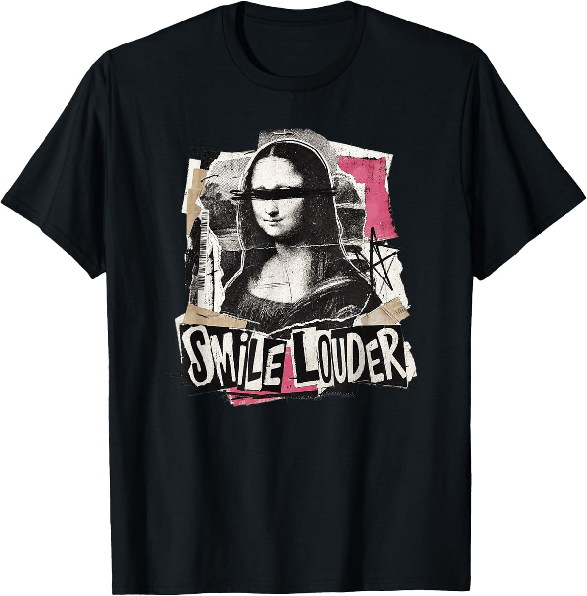 Smile Louder Mona Y2K Aesthetic Streetwear Art Men Women T-Shirt - Black