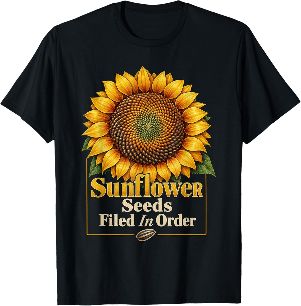 Sunflower Seeds Filed in Order Math Humor Geometry T-Shirt - Black