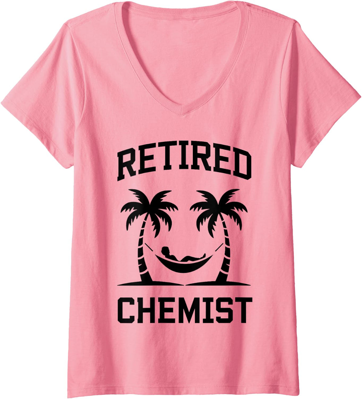 Women's Retired Chemist Beach Vacation V-Neck T-Shirt - Pink
