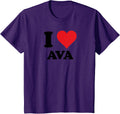 I Heart Ava First Name I Love Personalised Stuff T-Shirt - Purple