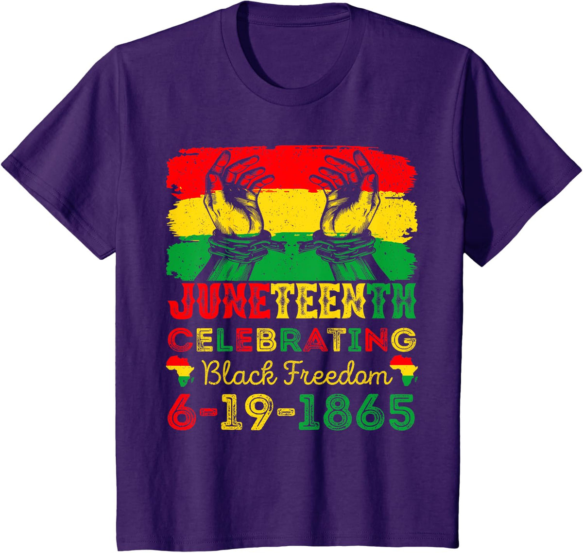 Juneteenth Celebrating Black Freedom 6-19-1865 Black History T-Shirt - Purple