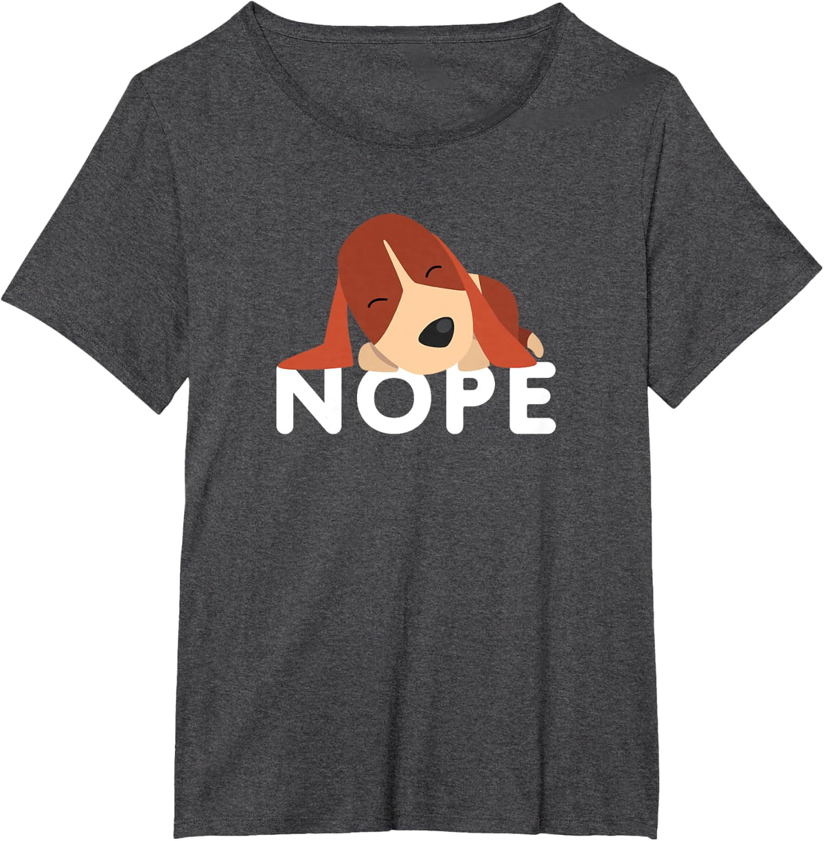 Nope Lazy Basset Hound Dog Lover Gift T-Shirt - Dark Heather Grey