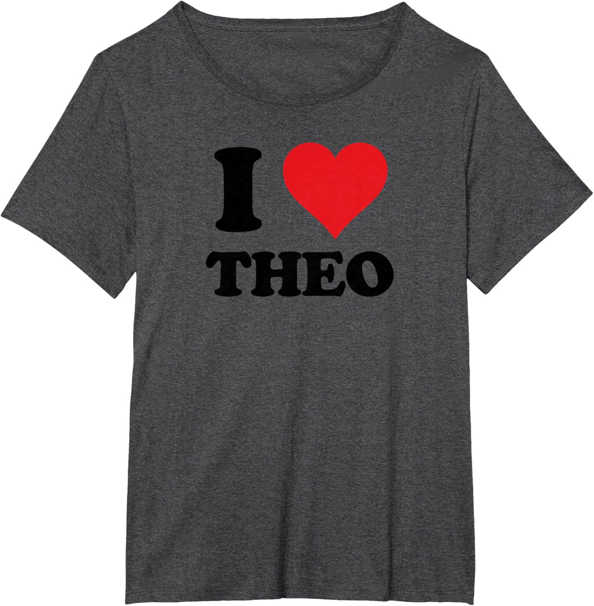 I Heart Theo First Name I Love Personalized Stuff T-Shirt - Dark Heather Grey