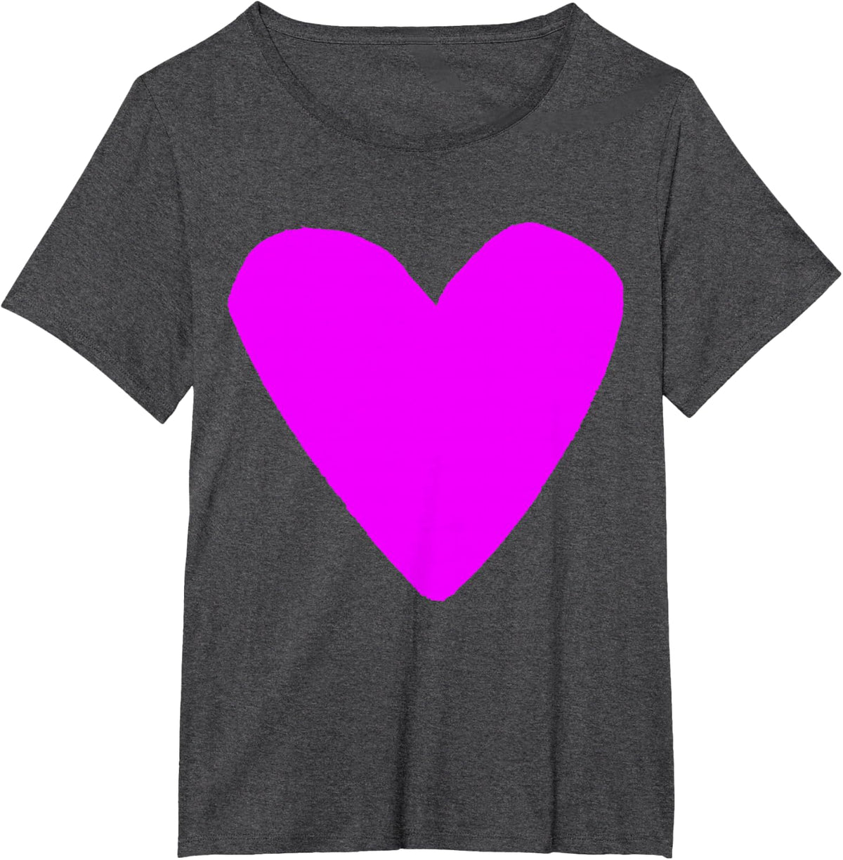 Love Heart Shape Magenta T-Shirt - Dark Heather Grey