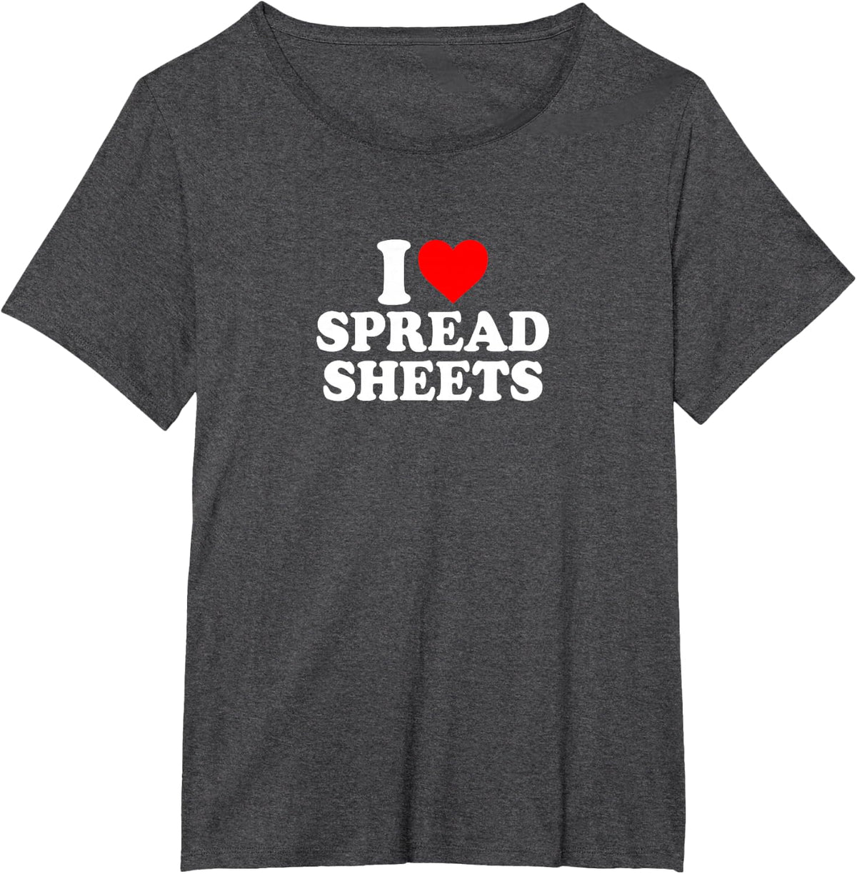 I Love Heart Spreadsheets Simple Cute Funny Office Admin T-Shirt - Dark Heather Grey