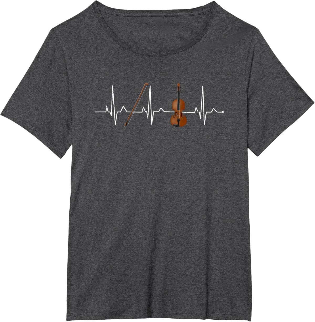 Violin Lover Gift Violin Heartbeat T-Shirt - Dark Heather Grey