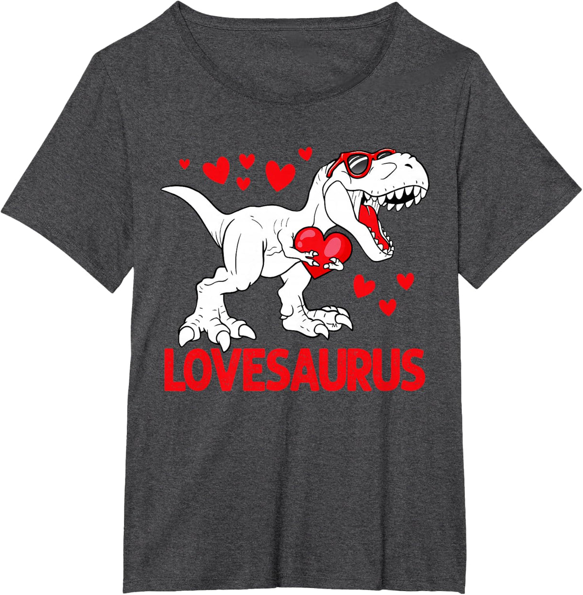 Valentines Day Lovesaurus Dinosaur Trex Love Boys Kids T-Shirt - Dark Heather Grey