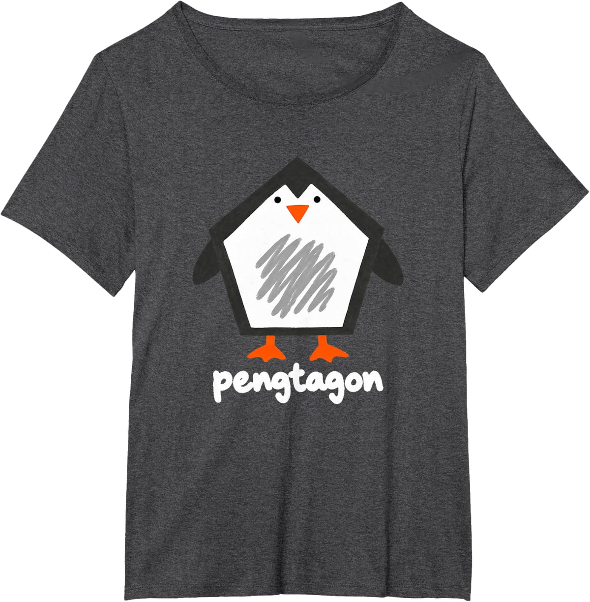 Pengtagon Funny Penguin Pentagon Geometry Math Pun T-Shirt - Dark Heather Grey