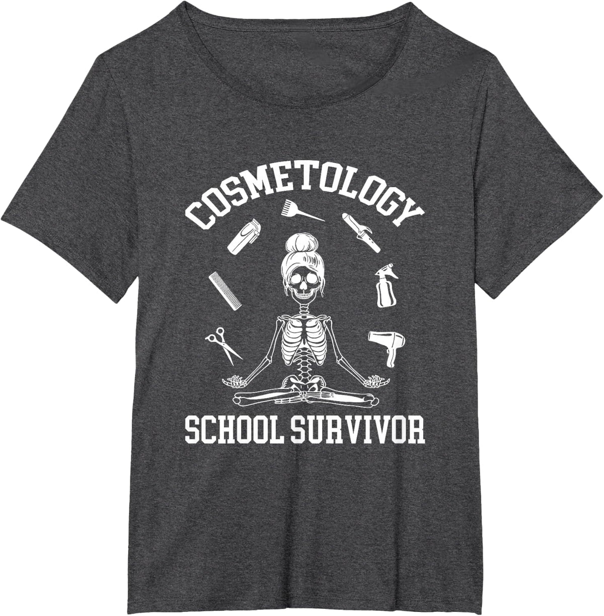 Cosmetology School Survivor Cosmetologist T-Shirt - Dark Heather Grey