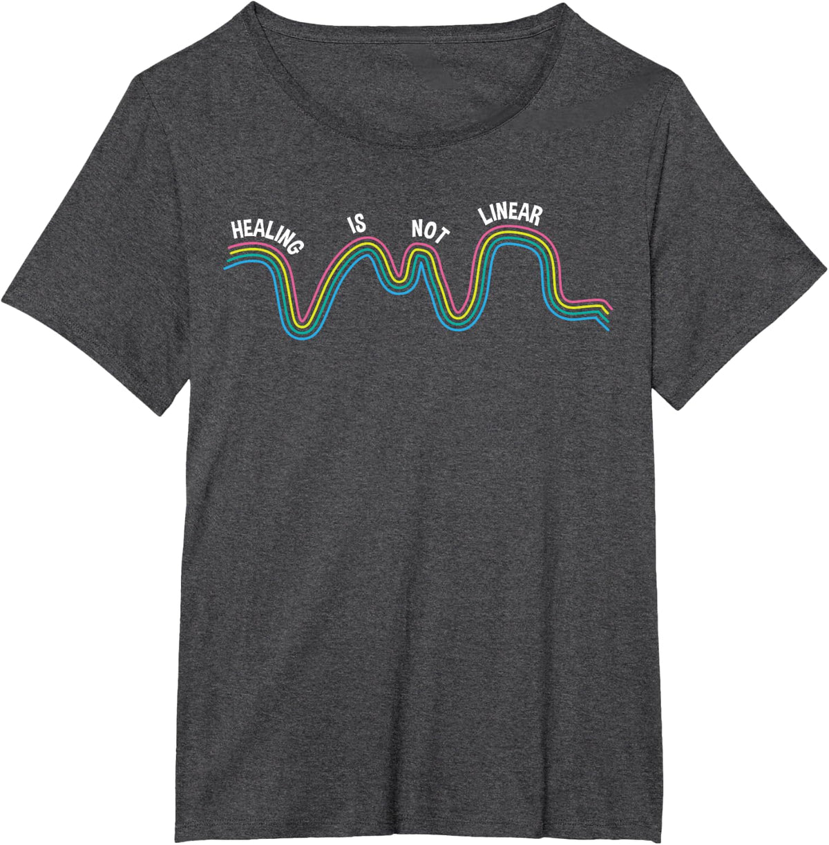 Healing Is Not Linear - Mental Health Awareness T-Shirt - Dark Heather Grey