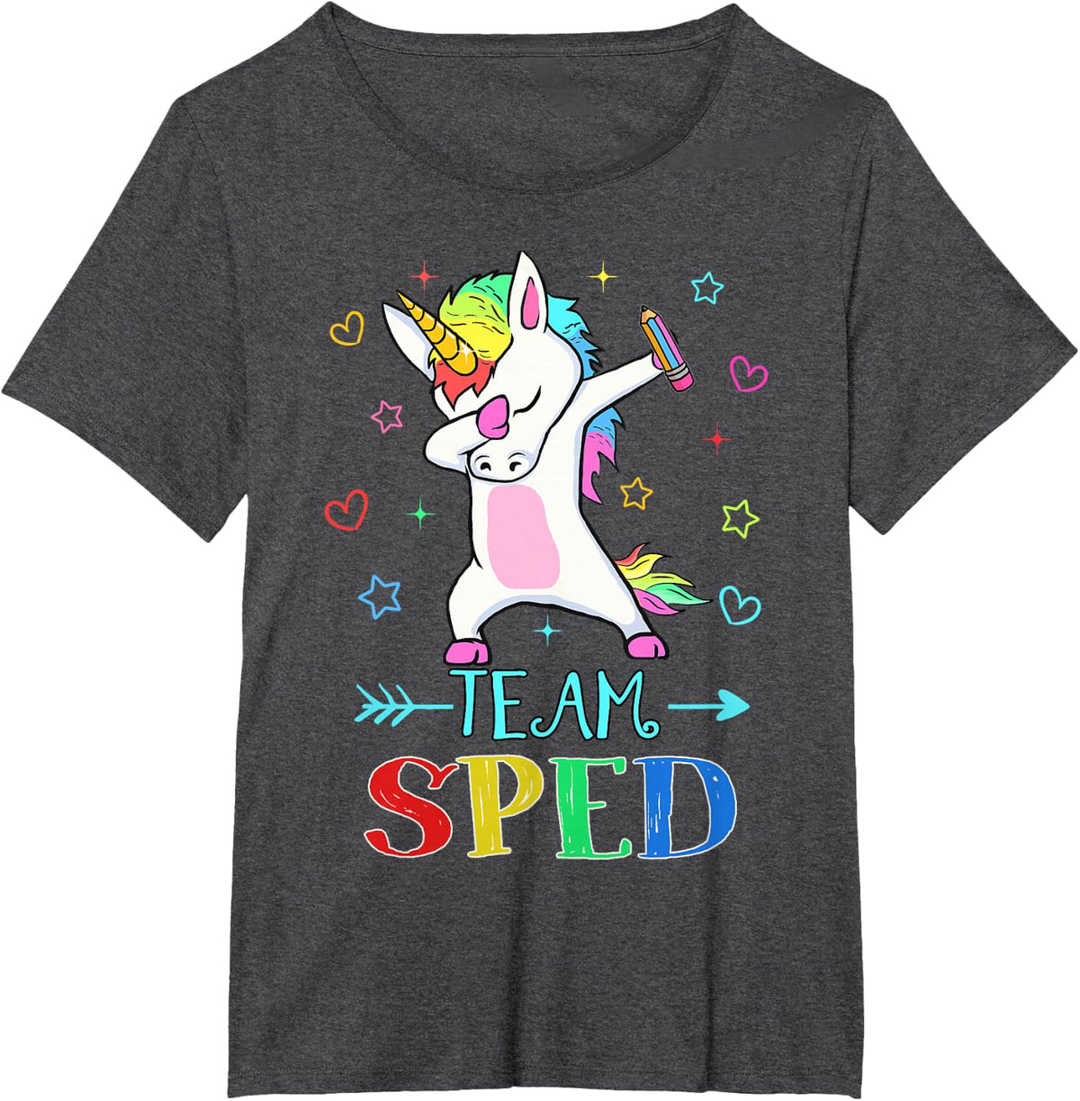 Team Sped Dabbing Unicorn Funny Back To School Gift T-Shirt - Dark Heather Grey