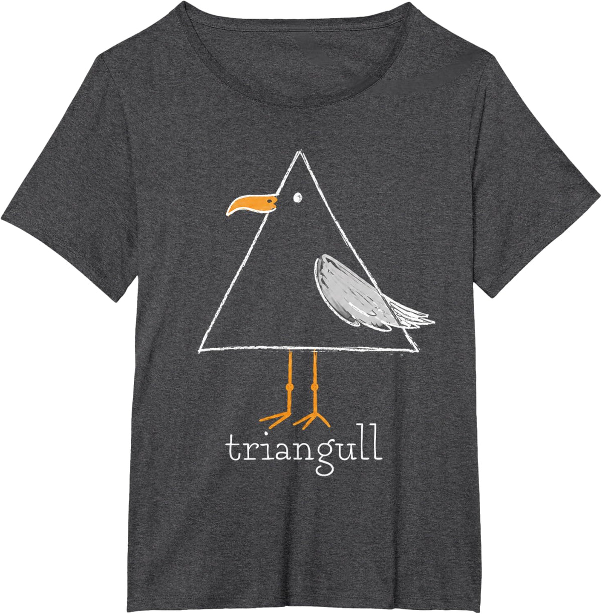 Triangle Seagull Pun Triangull Bird Geometry Wordplay Humor T-Shirt - Dark Heather Grey