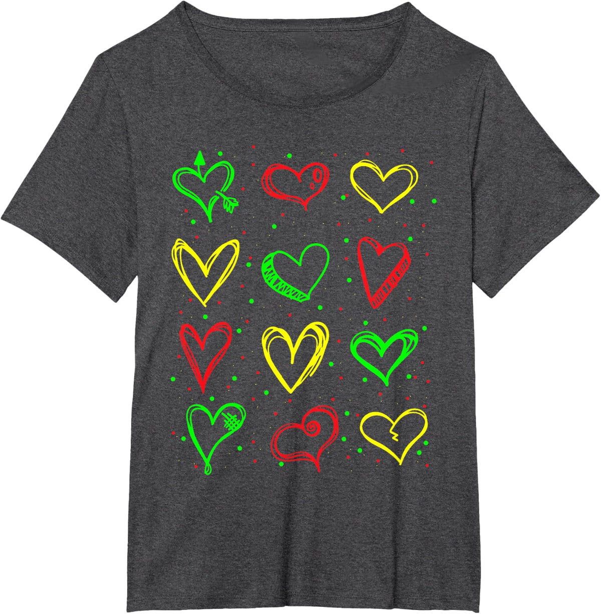 Heart Pattern Juneteenth Black History African American Flag T-Shirt - Dark Heather Grey
