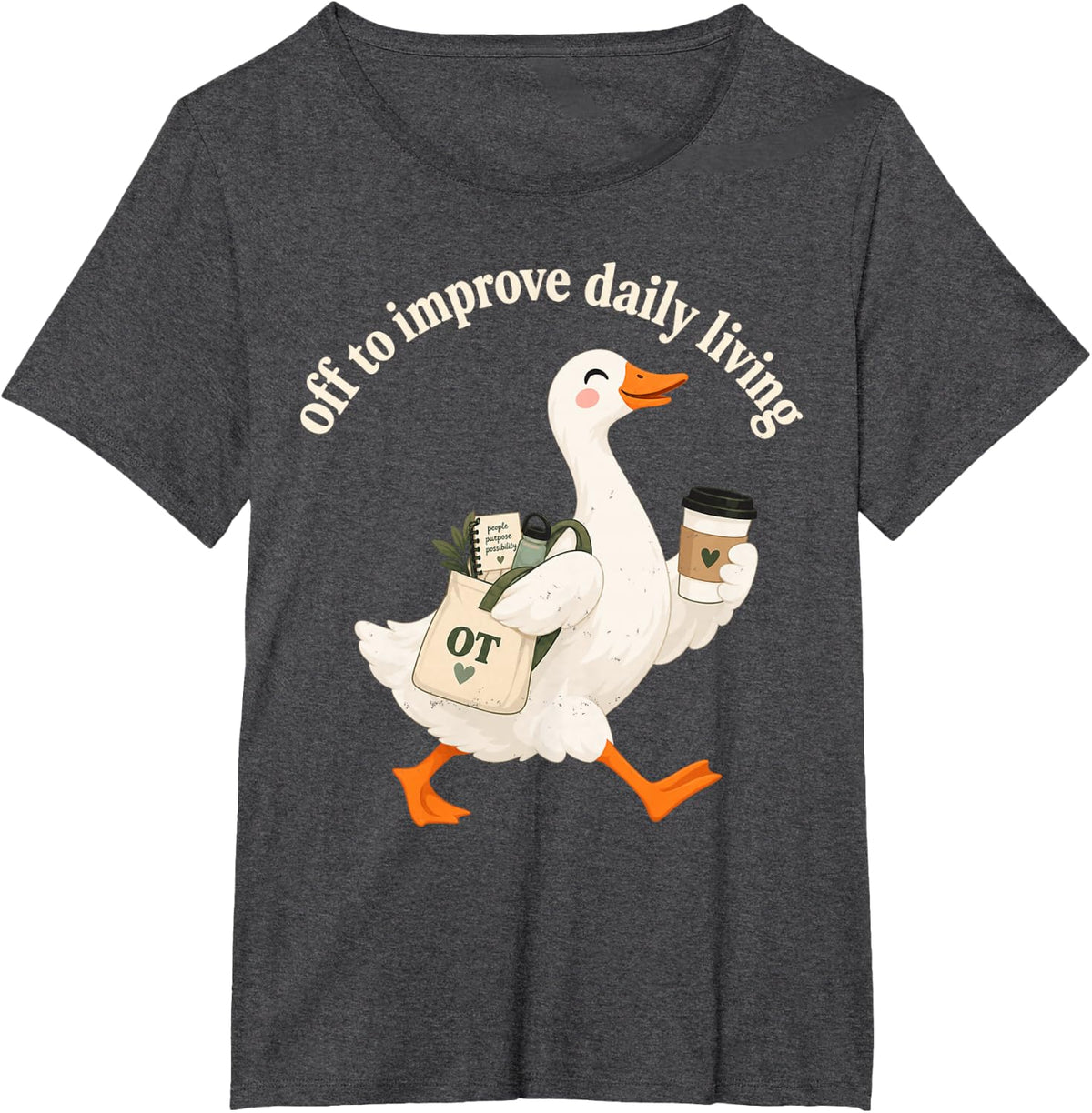 Off to Improve Daily Living Occupational Therapy Goose T-Shirt - Dark Heather Grey