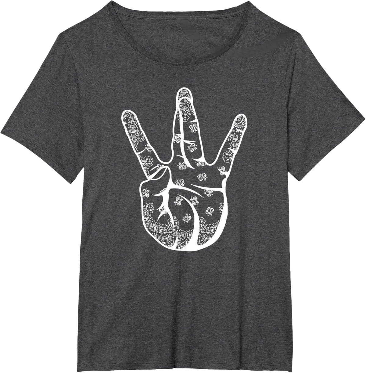 Westside Bandana Hand Shield Gangsta Rap T-Shirt - Dark Heather Grey