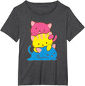 Pansexual Kawaii Cat Anime Art Cute Pan Pride Tees T-Shirt - Dark Heather Grey