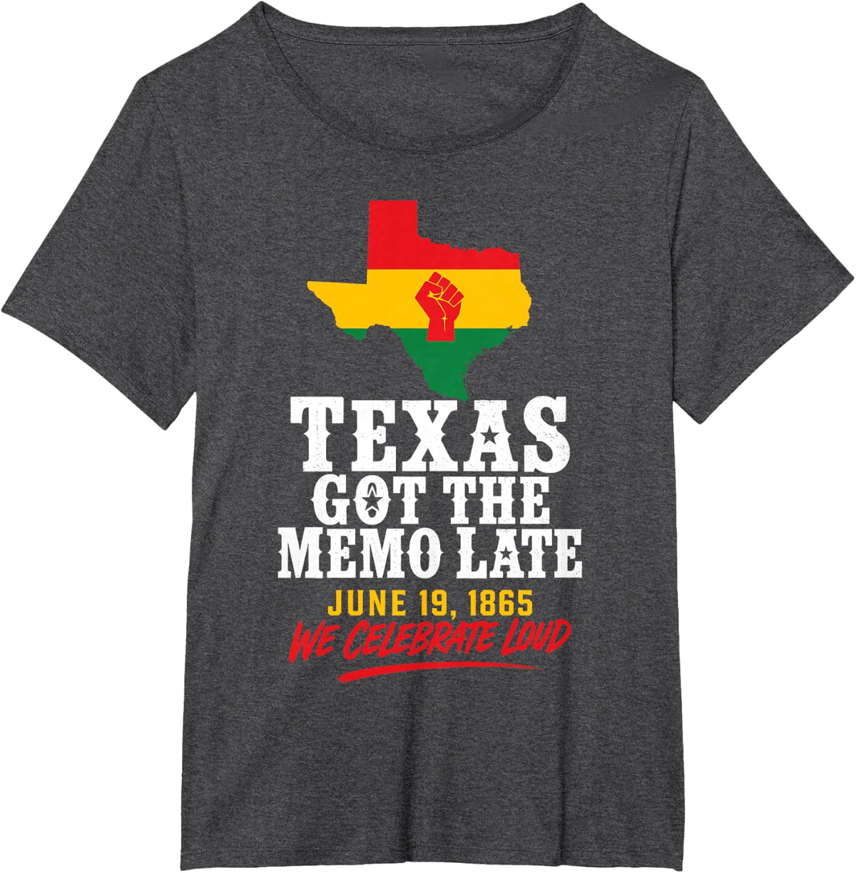 Texas Juneteenth Shirt 1865 Black History June 19 T-Shirt - Dark Heather Grey