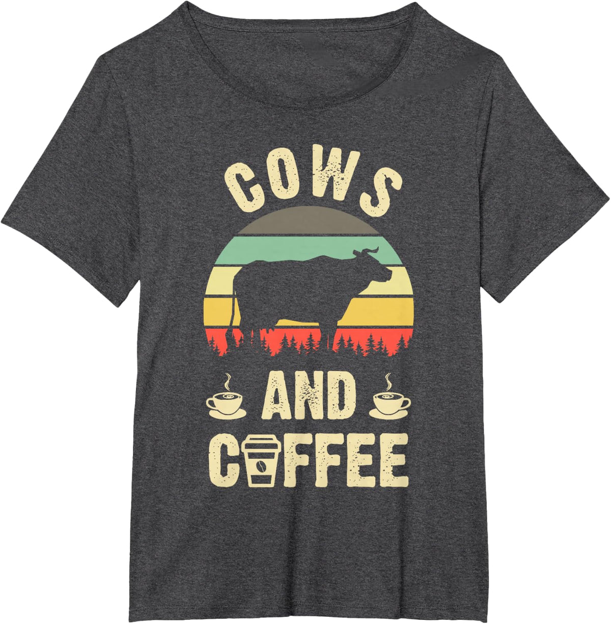 I like Cows & Coffee Funny vintage Pet theme lover gift T-Shirt - Dark Heather Grey