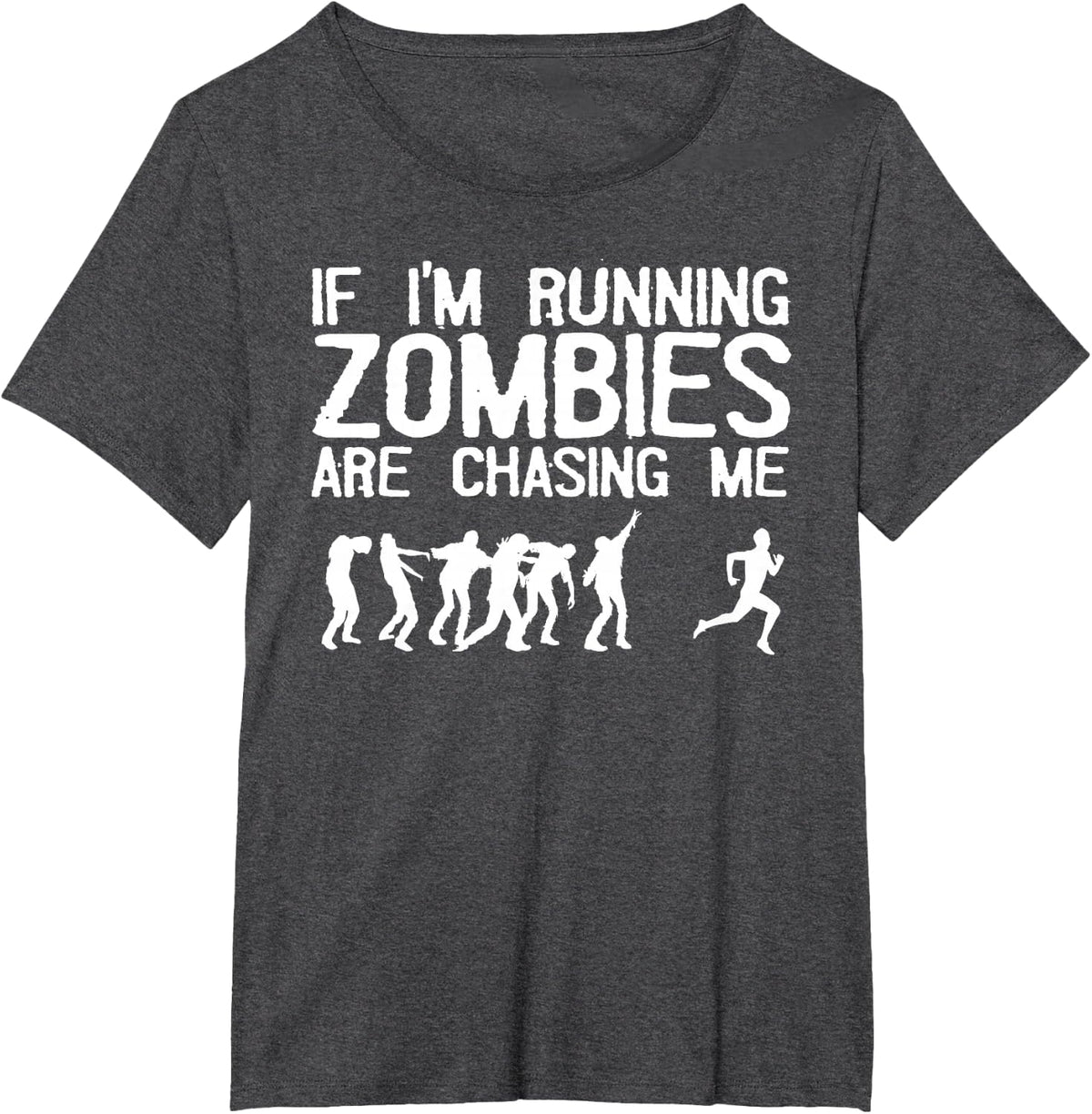 Zombie Running Design for Men Women Halloween Funny Running T-Shirt - Dark Heather Grey